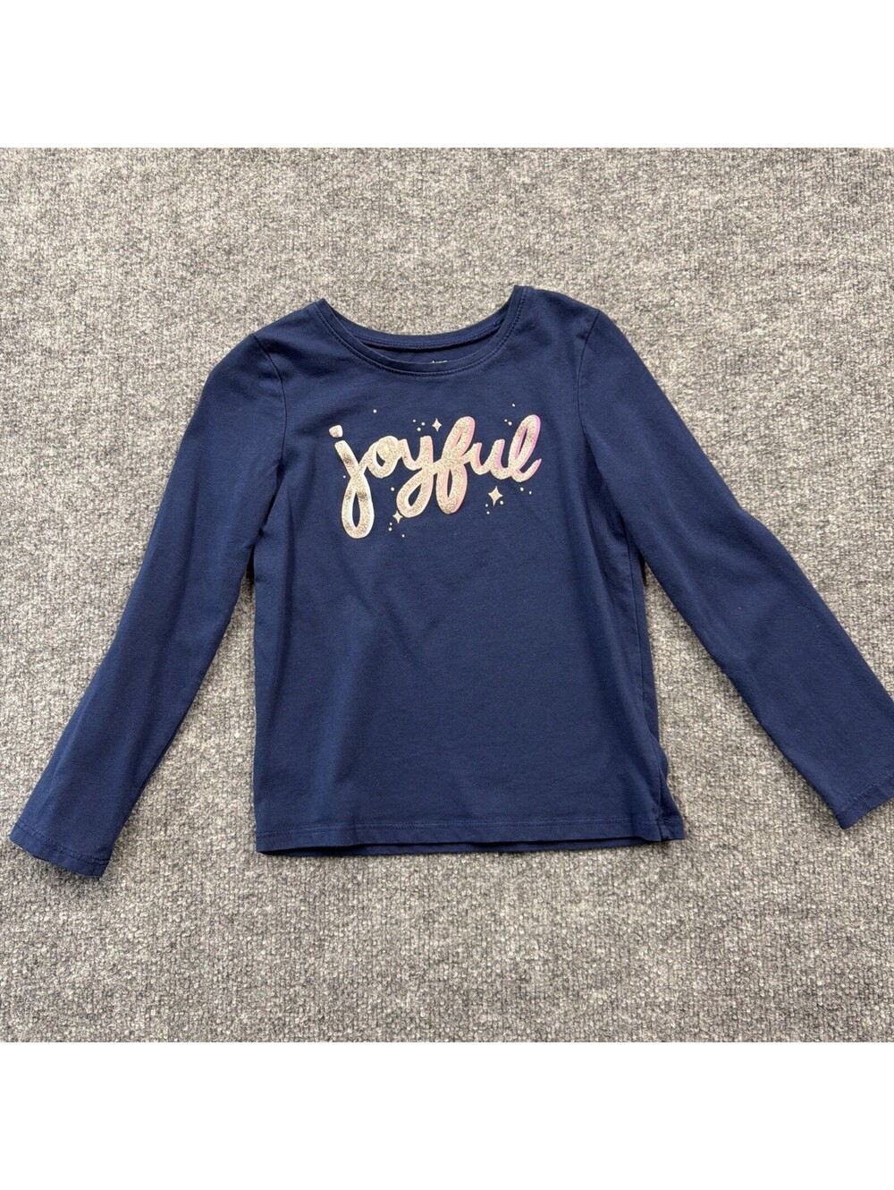 Jumping Beans Softest Tea Size 6 Girls Navy Blue Joyful Long Sleeve T-Shirt